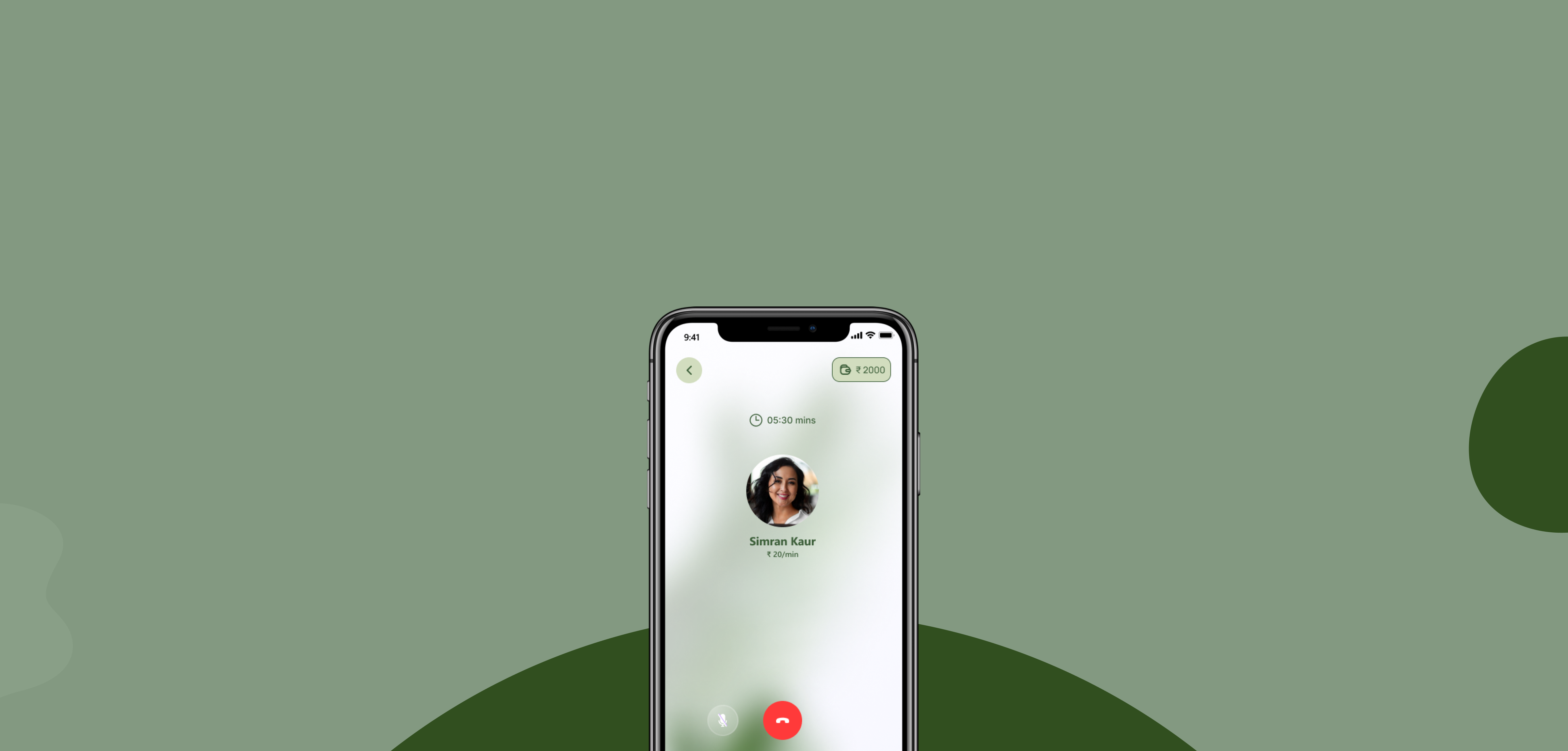Mobile app showing healer profile